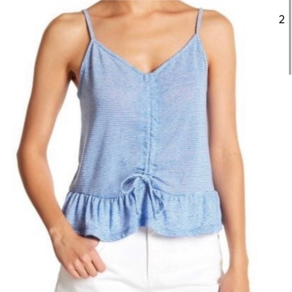 Blue and white striped socialite tank top